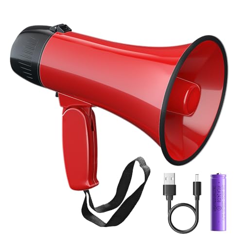 XIAGDIAZ Megaphone Speaker Bullhorn Battery Powered 20W Portable Speaker Microphone System Battery Included Durable ABS Material Volume Control