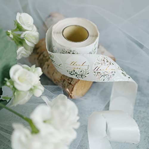 Gooji Thank You Stickers – 500Pcs Roll Greenery Gold Foil Thank You Stamp – 1.5 Inch Thank You Stickers For Packaging – 4 Designs – Ideal For Wedding And Party Favors, Envelopes, Boutiques #TOP2