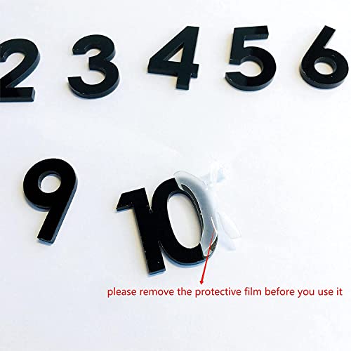 Image of 12 Pcs Arabic Mirrored Acrylic Numerals Movement Machine 22mm for Wood Resin Marble Clock Fancy Needles Pack 2 (Black D2)