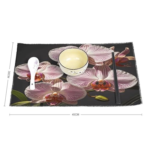 Sets de table rectangulaires déco orchidées pour repas de salle à manger - 3
