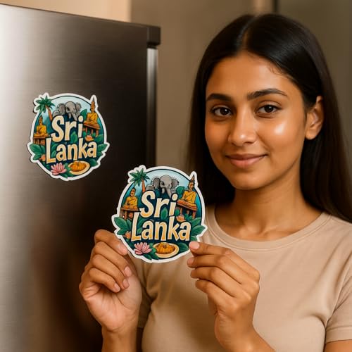 Image of Naxon Sri Lanka Country Theme Souvenir Wooden Refrigerator Stylish Fridge Magnet - Fridge Decoration Magnet for Kitchen & Home Decor | Perfect Souvenir Gift | Size 3x3 Inches | Pack of 1