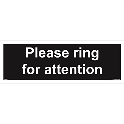 Image of GE031 Please Ring for Attention Sign Bell Buzz Alert Summon Alarm for Assistance 150mm x 50mm Sticker/Sav - White Background