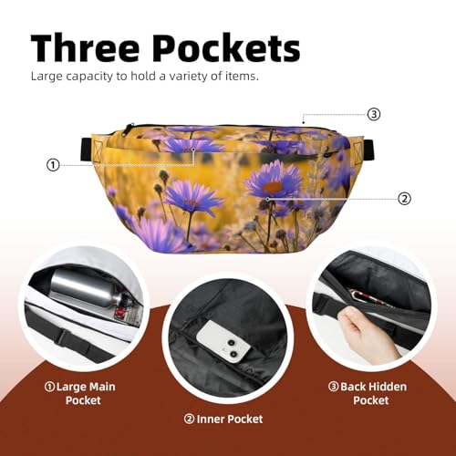 Sac banane de course imprimé fleurs sauvages ultra léger avec sangle réglable