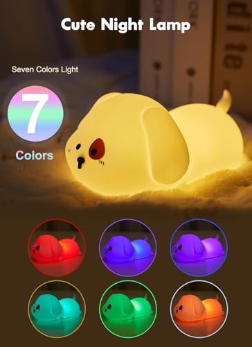 Image of GITGRNTH Rechargeable Silicone Puppy Night Light for Kids | Color-Changing LED Changing Pet Lamp |Adorable Room Decor & Gift for Toddlers, Teens, & Valentine's Day Present (Puppy Lamp, Regular