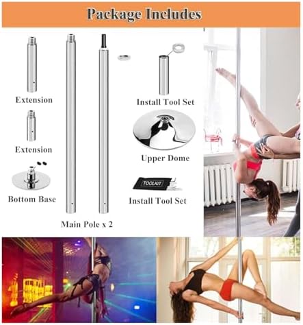 Dance Pole Permanent Ceiling Mount Commercial Fitness Stripper Pole，Adjustable Dance Pole for Home - Portable Stripper Pole for Fitness, Dance, & Exercise - Removable Dancing Pole for Clubs,