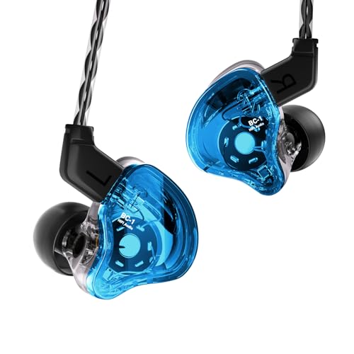 Image of CCZ Melody Wired Earbuds Earphones, hifi 1DD 1BA Drivers in ear Headphones, in ear Monitors with Crisp Clear Sound, iem Corded Earbuds for Singers Musicians Drummer Studio (Blue, without microphone)