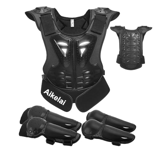 5 PièCes Equipement Moto Cross Enfant,Protection Moto Enfant,Tenue Moto Cross,Gilets de Cyclisme Garçon,Moto Equipement pour Motocross Vélo Scooter Skate...