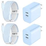 Fast Charger for 15 16 17 Pro Max, 10FT Nylon Braided USB C to C Charging Cable Cord & 20W Dual Port USB C Fast Charger Block for Phone 17 16 15 Pro Max/17 16 15/15 Plus,Android Phone-Blue