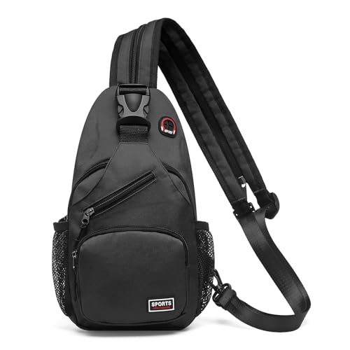 Image of Convertible Sling Bags for Women Men, Lightweight Crossbody Backpack Daypack Fit for 7.9 inch Tablet for Casual Travel Sport Hiking (Black)