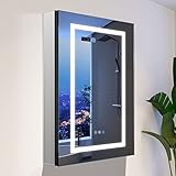 VANIRROR Recessed or Surface LED Mirror Medicine Cabinet with Lights, LED Medicine Cabinet with Cloc
