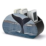 peiyeety Fernbedienungs-Organizer-Box in Walflossenform mit 5 Fächern, multifunktional aus PU-Leder, ideal für Schreibtisch, Wohnzimmer und Nachttisch.