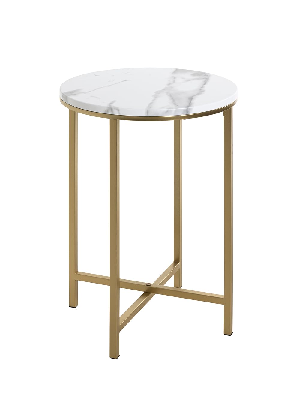 HAKU Tavolino rotondo effetto marmo dorato MDF metallo tavolino rotondo - Dimensioni: A 53 x Ø 39 cm Stile: Art Déco