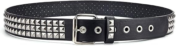 stylish Punk Leather Belt,Women Men Goth Pyramid Studded Square Beads Rivet Belts for Jeans pants dress