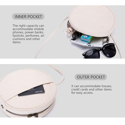 Image of Circle Crossbody Bag for Women NYLON Circle Purse with Zipper Adjustable Knot Shoulder Straps