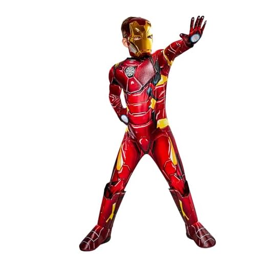 Rubies Disfraz Iron Man Premium para niños y niñas, Jumpsuit con armadura 3D y reactor, cubrebotas, máscara y guantes, Oficial Marvel para Carnaval, Halloween, Cumpleaños, Navidad