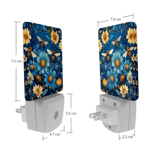 Luz nocturna LED vintage Bees Florals plug-in para niños miniatura 7