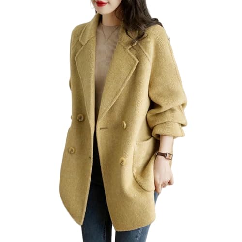 Veste cachemire femme automne hiver manteau casual en tweed mi-long style coréen