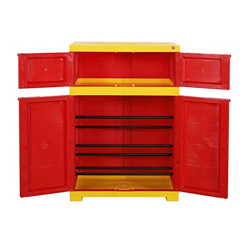 Image of Cello Novelty Dual Plastic Shoe Rack with Dustproof Doors| 3 Year Warranty | Chappal /Slipper /Footwear Stand for Home, Living Room, Office, Outdoor| Red & Yellow Colour