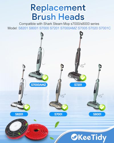 Image of Steam Mop Pads Replacement Brush Head Compatible with Shark Steam and Scrub Mop S7000 S8201 S7001 s7201 Shorter Bristle Professional Cleaning and Polishing Brush (Red, 2 Brush)