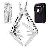 ASHINE Multitool with Pocket Clip Knife Scissors, 17-in-1 EDC Multi-tool Pliers with Safety Lock Unl