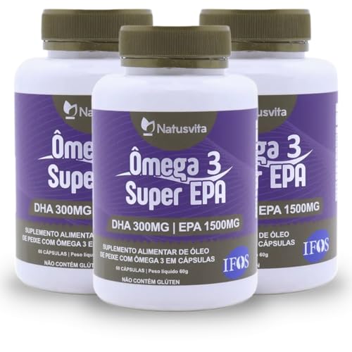 Kit 3und. 180 Cáps Ômega 3 SUPER EPA 1.500mg. Selo IFOS