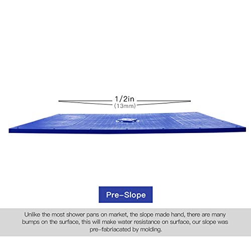 Uni-Green Shower Pan Ready Tile 32"X48" Curbless Level Entry System Abs Glassfibre Reinforced Material Cut-To-Fit With Center Shower Drain, Shower Base Slope And Tileable, Easy For Installation #TOP3