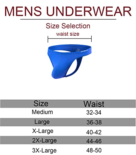 Zonbailon Men's Thong G-String T-Back Underwear Low Rise Briefs With Bulge Pouch, Blue, M #TOP3
