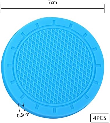 WOSO Car Coasters, 4 Pack PVC Car Cup Holder Insert Coaster - Anti Slip Universal Vehicle Interior Accessories Cup Mats for Women (Light Blue)