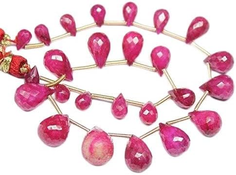 1 Strand red Ruby Tear Drop Faceted 9'' Long Strand Gemstone Beads, Jewelry Supplies for Jewelry Making, Bulk Beads, for Meditation Jewellery for Reiki Healing Mystic Gemstone 7mm to 14mm