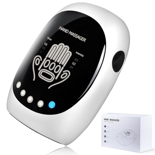 F FIWENE Hand Massager with Heat and Compression for Arthritis Pain Relief, with 5-Finger Individual Therapy, Fits All Hand Sizes,Rechargeable & Portable (White)
