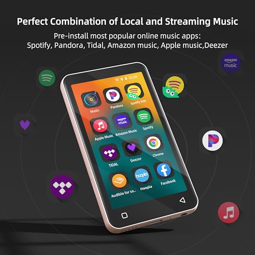 Image of 80GB MP3 Player with Bluetooth and WiFi, MP4 MP3 Player with Spotify,Spotify Kids,4 inch Music Player with Pandora, Audible,Music Player with Speaker (Pink White)