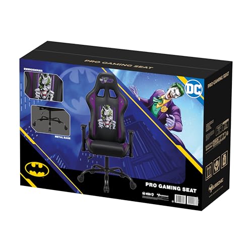 Joker - Gaming Stuhl oder Bürostuhl, Gamer Sessel für Erwachsene, Bequeme Sitzfläche, integrierte Kopfstütze, Armlehnen und Höhe verstellbar, ergonomische Rückenlehne - Schwarz.