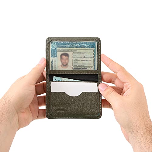Carteira Mini Masculina Couro Legítimo Porta Cartão CNH e Notas 154 (Verde)
