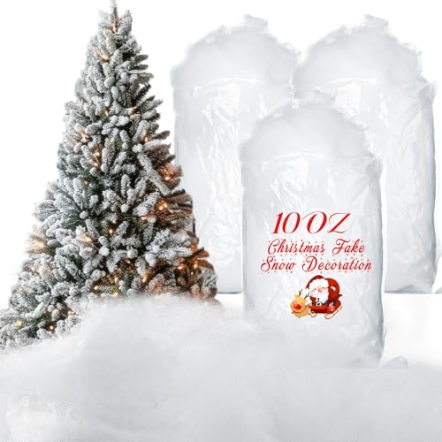 Tatuo Decoración Navideña de Nieve Falsa Fibra de Nieve Artificial Nieve Esponjosa Nieve Interior para Árbol de Navidad Manto de Invierno Aldea Natividad Exhibición de Navidad(21 oz/ 600g)