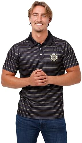 FOCO Boston Bruins NHL Mens Striped Polyester Polo - S Team Color