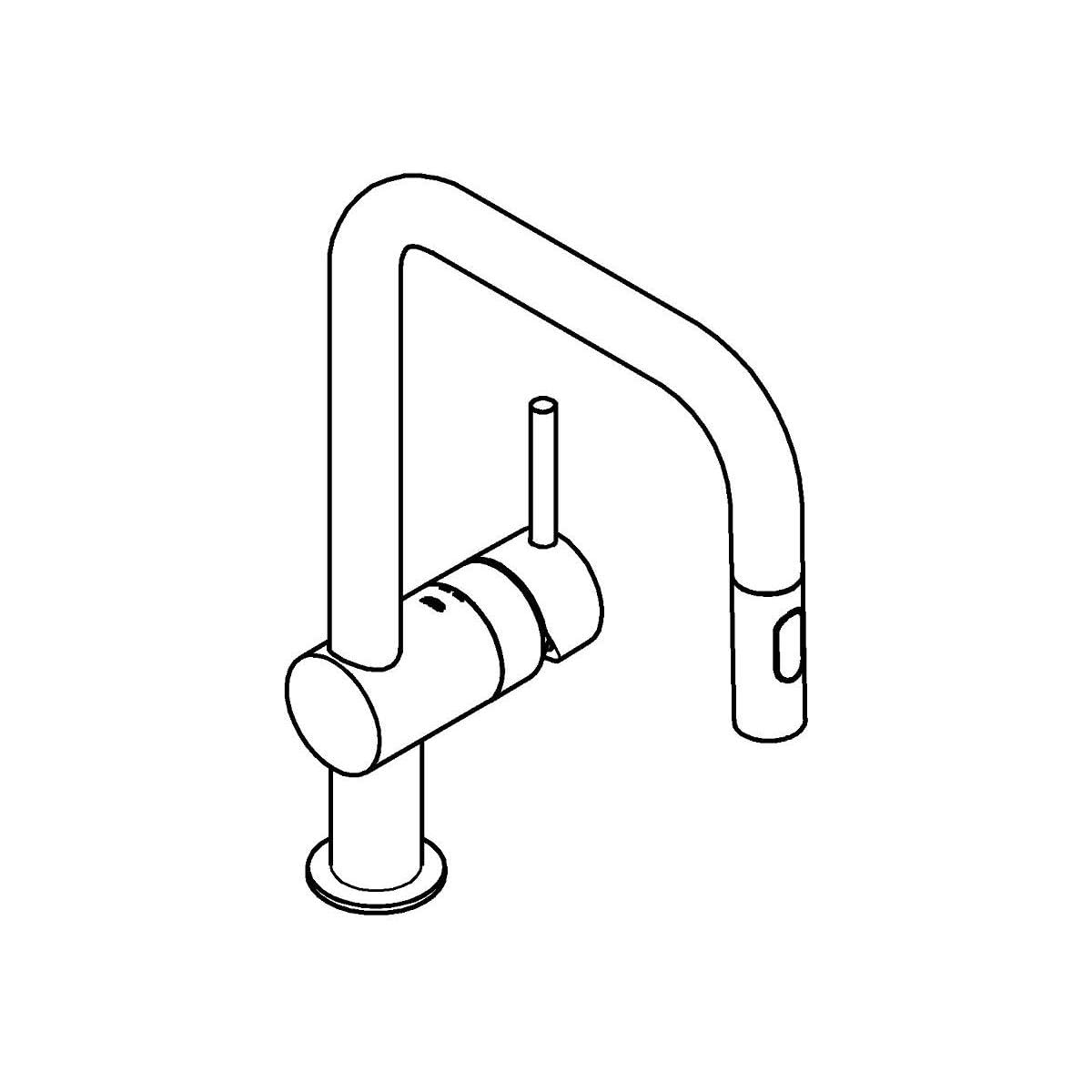 Grohe Miscelatore monocomando per lavello Minta, DN 15, 32322, Bocca a U, doccetta risciacquo Combinato, colorazione: Grafite Dura Spazzolata - 32322AL2