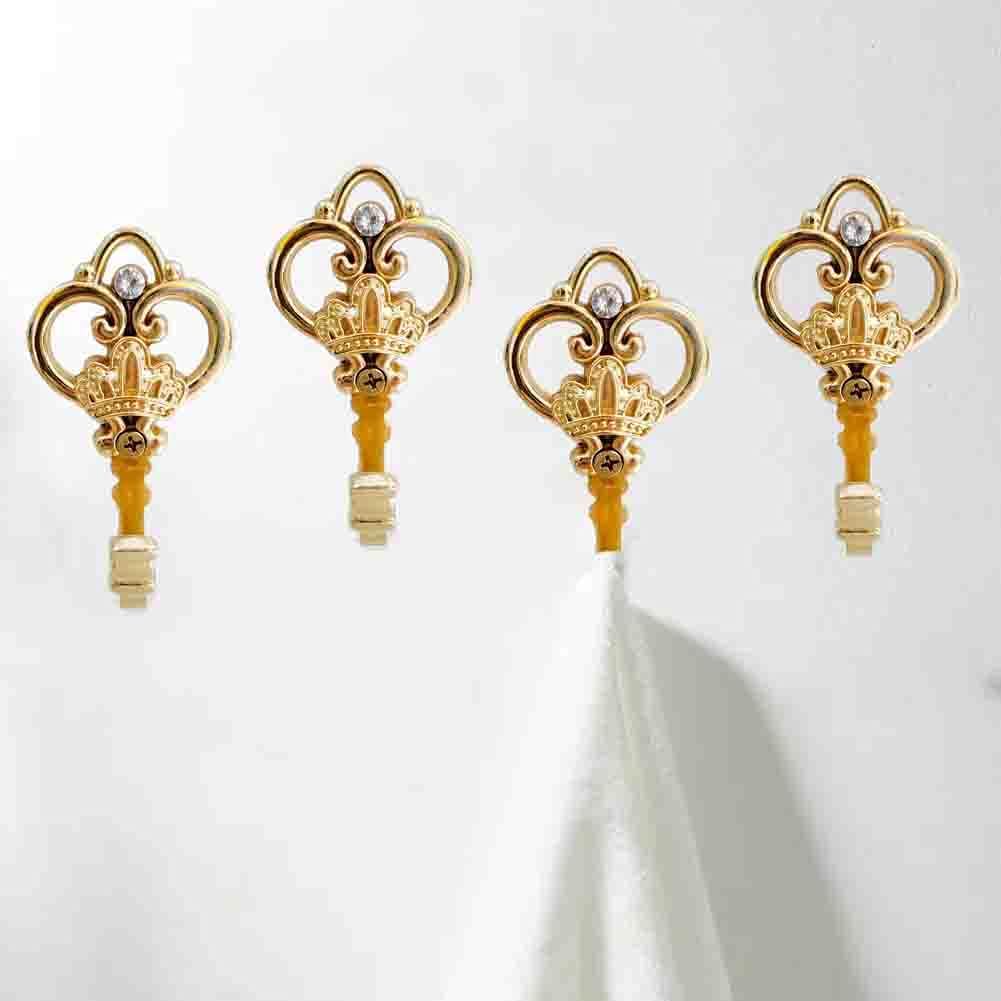 Crown Curtain Wall Hook Household Clothes Hanging Hook Window Drapery Medallion Holdbacks, Curtain Tiebacks, Wall Hook, Tassel Holder 1 Double (Gold)