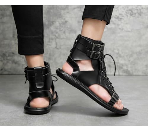 Gladiator Fisherman Jesus Sandals for Men High Top Tennis & Racquet Sport Shoes Leather Ankle Strap Beach Slides No Slip Beach Flats Lightweight Breathable Casual Summer Walking Shoes Party Vacation3