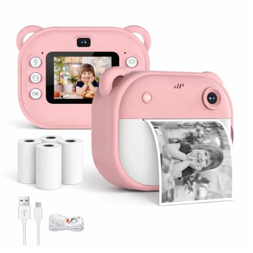 Image of Instant Print Camera 48MP | Photo & Video, Creative Game for Kids Mini LED Digital 1080P HD Display | Long Lasting Battery Life, Ideal Gift for Birthday, Boys & Girls (3 Rolls)