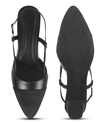 Image of JM LOOKS Women's Slingback Closed Pointed Toe Block Chunky Heel Pumps - 2.5 Inches Office Wedding Party Dress Shoes