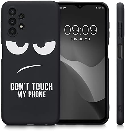 kwmobile TPU Silicone Case Compatible with Samsung Galaxy A13 4G - Case Soft Cover - Don't Touch My Phone White/Black