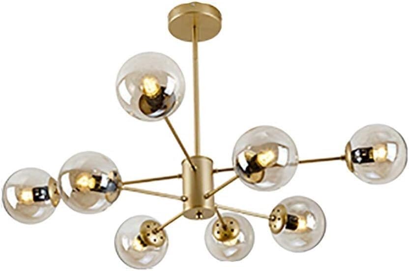 Lustre Spoutnik doré à 12 globes en verre E27 pour plafond de salon