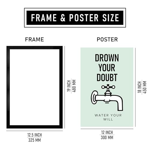 Image of CodersParadise Drowning Your Doubts Premium Framed Wall Poster(12x18 Inch)|Motivational Self-Growth Wall Art| Inspirational Mindset & Confidence Decor| Ready-to-Hang Frame for Home, Office, Study Room