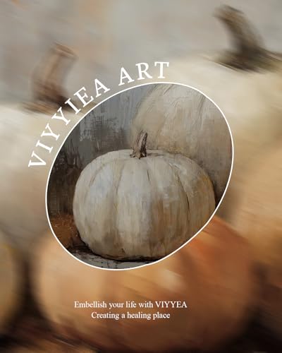 Image of VIYYIEA Vintage Gold Framed Wall Art for Living Room, Pumpkins Canvas Prints Home Decor, Oil Painting Picture, Bedroom Wall Decor Gifts for Friends or Family -【Five Pumpkins 】-(16L x 12W)