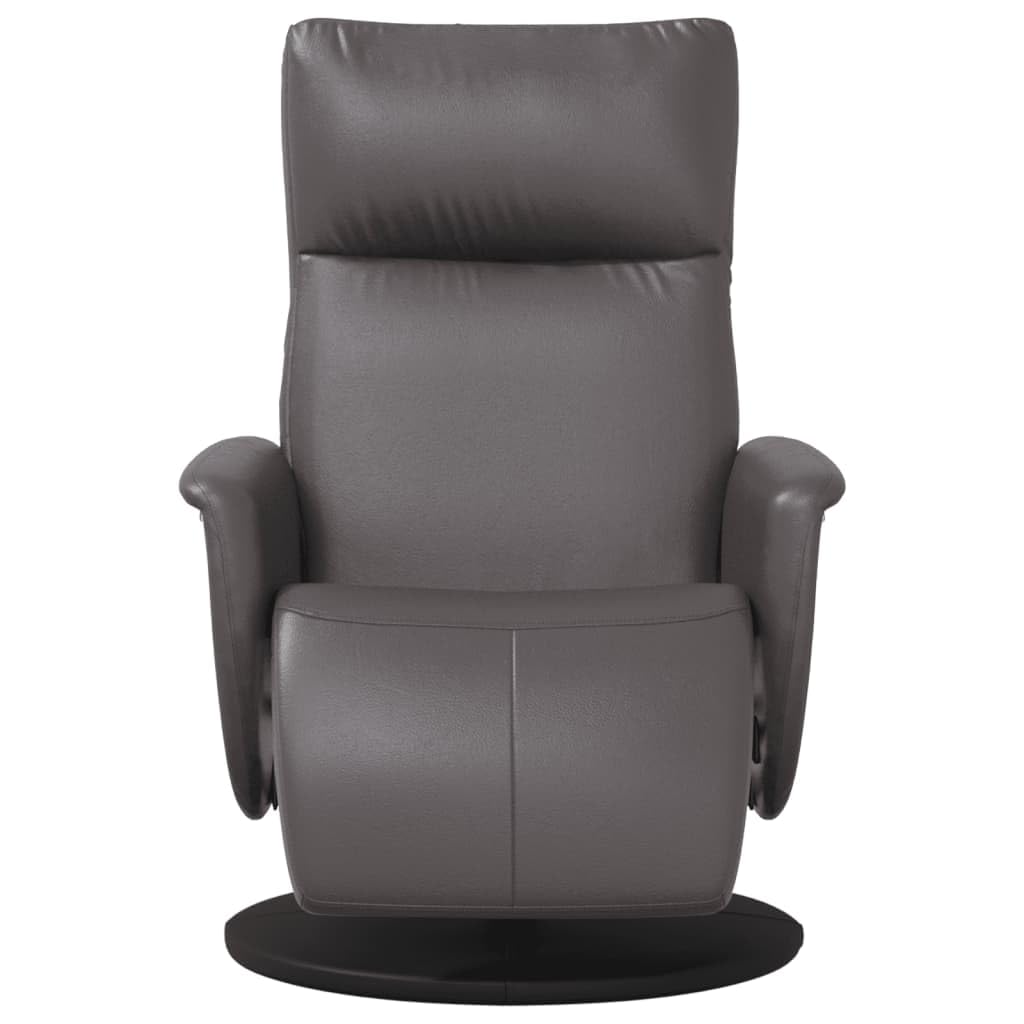 Relaxsessel mit Fußteil Grau Kunstleder, drehbar 360 Grad, verstellbare Rückenlehne und Fußstütze, ergonomisch gepolstert, Robustes Metall- und Holzgestell, ideal für Wohnzimmer, Büro