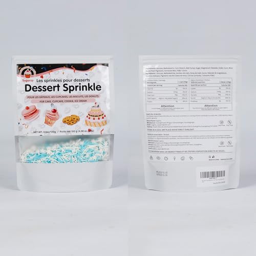 Image of Edible White Snowflake Sprinkles,Blue White Nonpareils Pearls Jimmies Mix Sugar Sprinkle,130g,light Blue Sprinkle Snow Candy for Cake Decorating,Holiday Cake Decorations,Dessert,Cupcakes,Donuts,Cookies,Ice cream Toppers,Birthday Party,Winter Frozen Baking Decorating