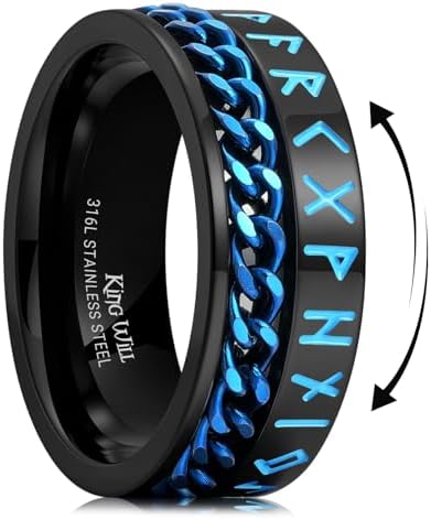King Will 8mm Black Spinner Stainless Steel Ring Fidget Anxiety Ring ...