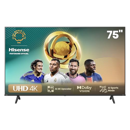 Hisense 75 inch 75A6N 4K UHD Dolby Vision HDR VIDAA Smart TV with Youtube, Netflix, Disney+, Channel + (2024 Model)