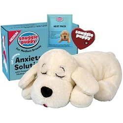 Snuggle Puppy Heartbeat Dog Toy for Puppies, Real-Feel Heartbeat, Calming Sleep Aid and Crate Training Comfort Toy with Heat Pack, Cream Plush Design