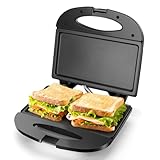 Aigostar Sandwich Maker with Non-stick Deep Grid Surface for Egg, Ham, Steaks Compact Electric Grill Tostadora de Pan Black, ETL Certificated, Roy